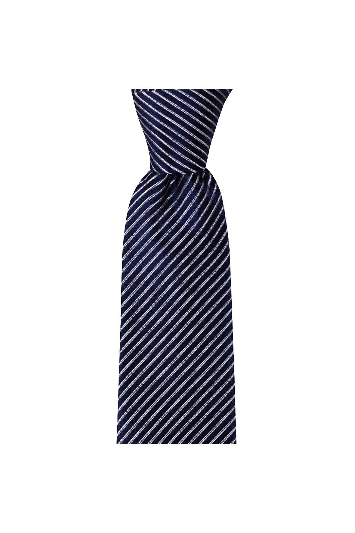 Lacivert çizgili 8,2 cm genişliğinde kravat