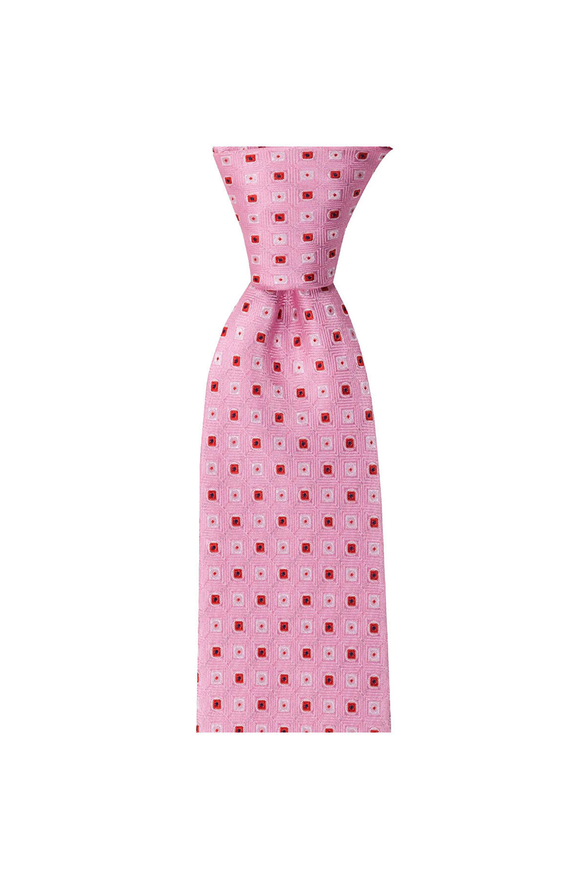 Pembe desenli 8 cm genişliğinde mendilli kravat