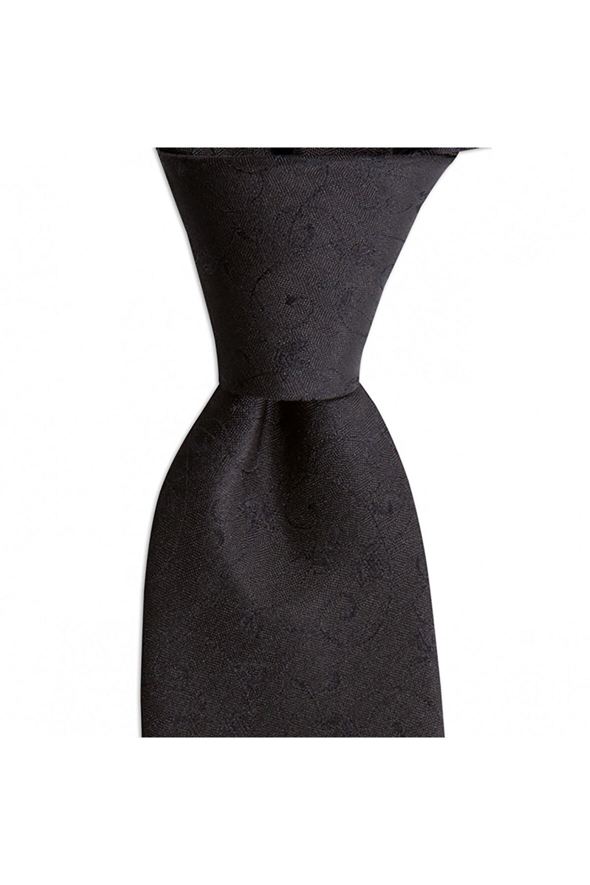 Siyah desenli 7,5 cm genişliğinde ipek kravat