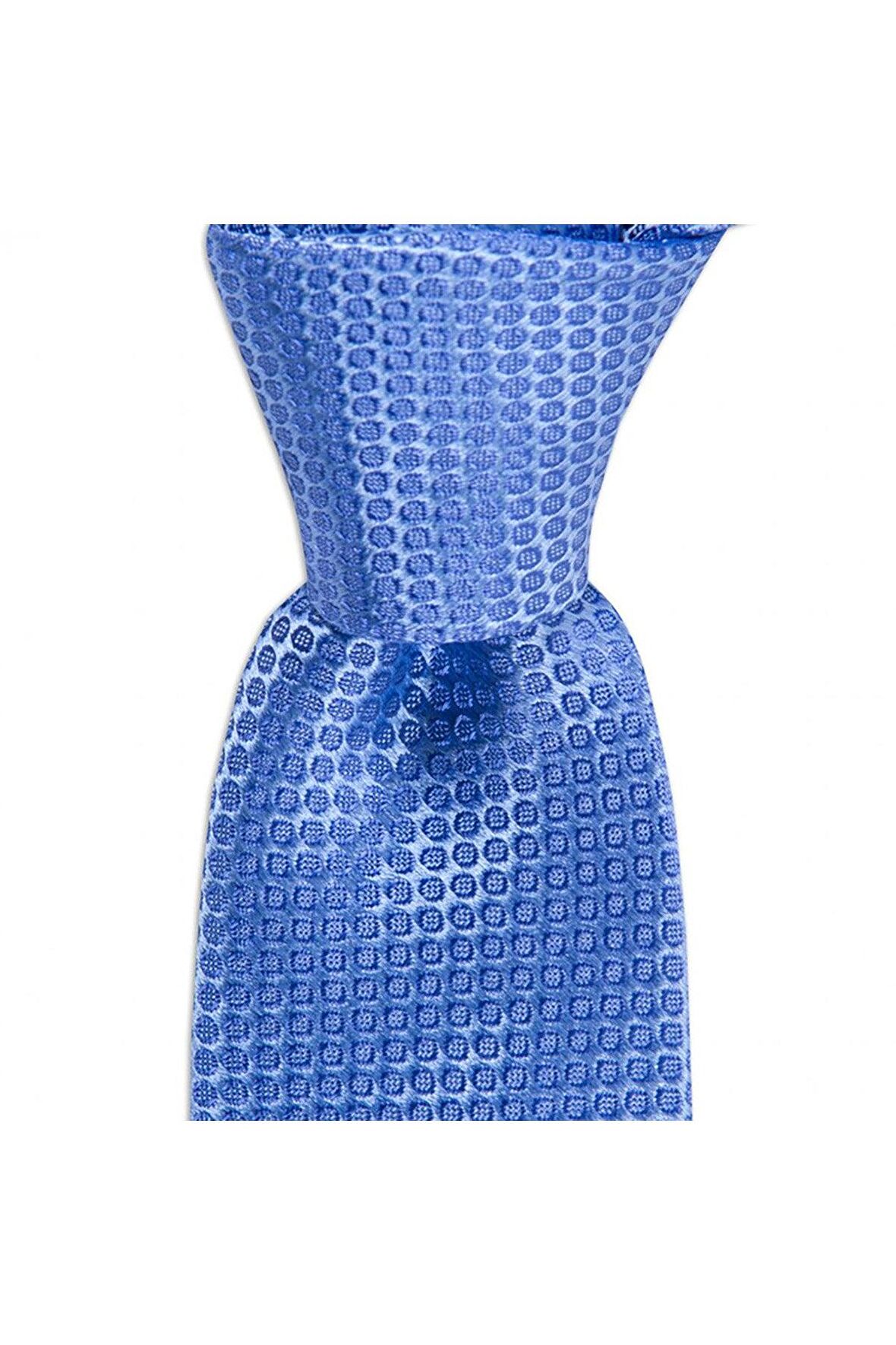 Mavi desenli 6 cm genişliğinde ipek kravat