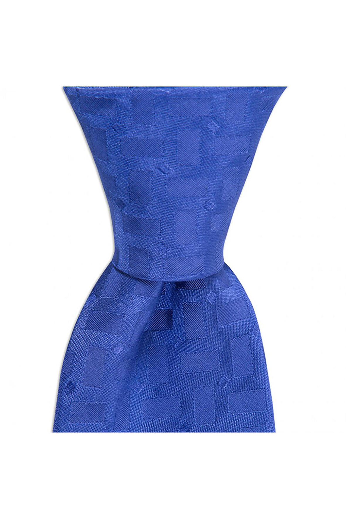 Saks mavi desenli  8 cm genişliğinde ipek kravat