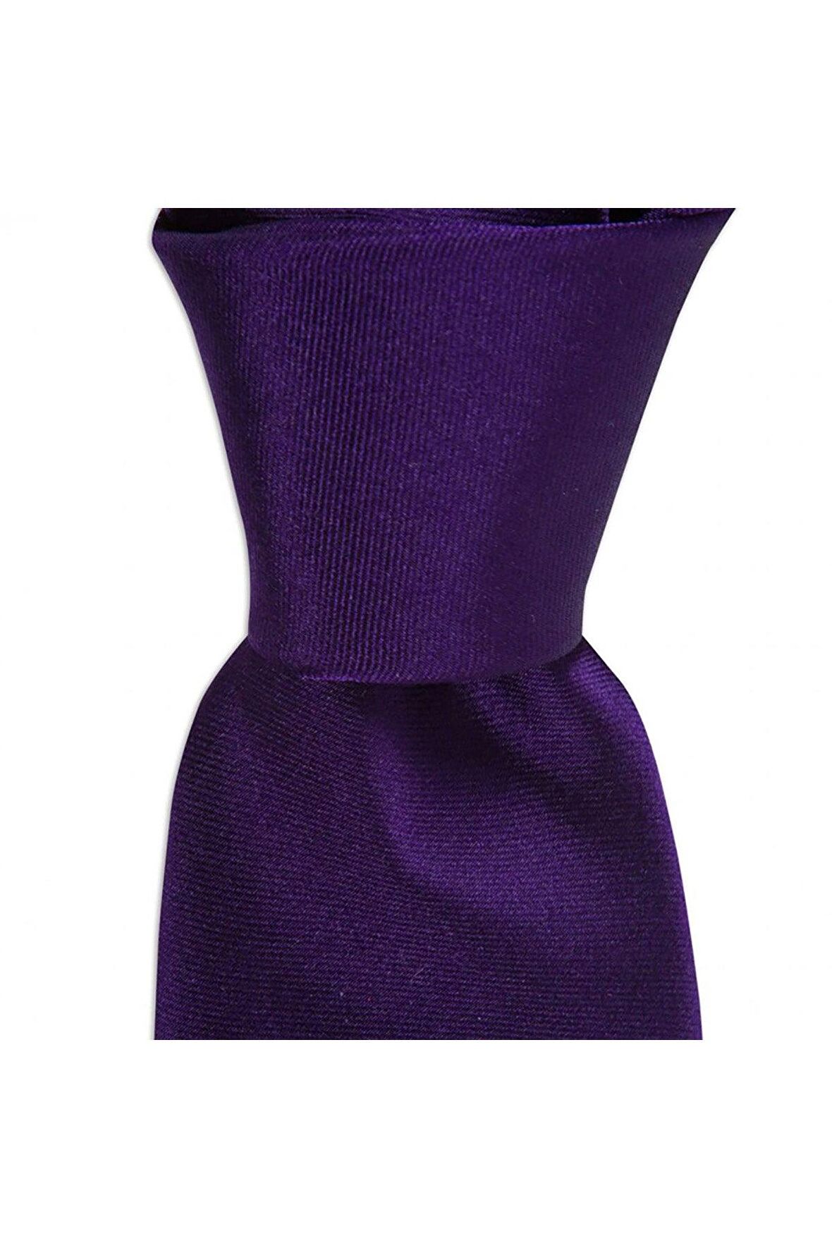 Mor renkli saten 7,5 cm genişliğinde ipek kravat