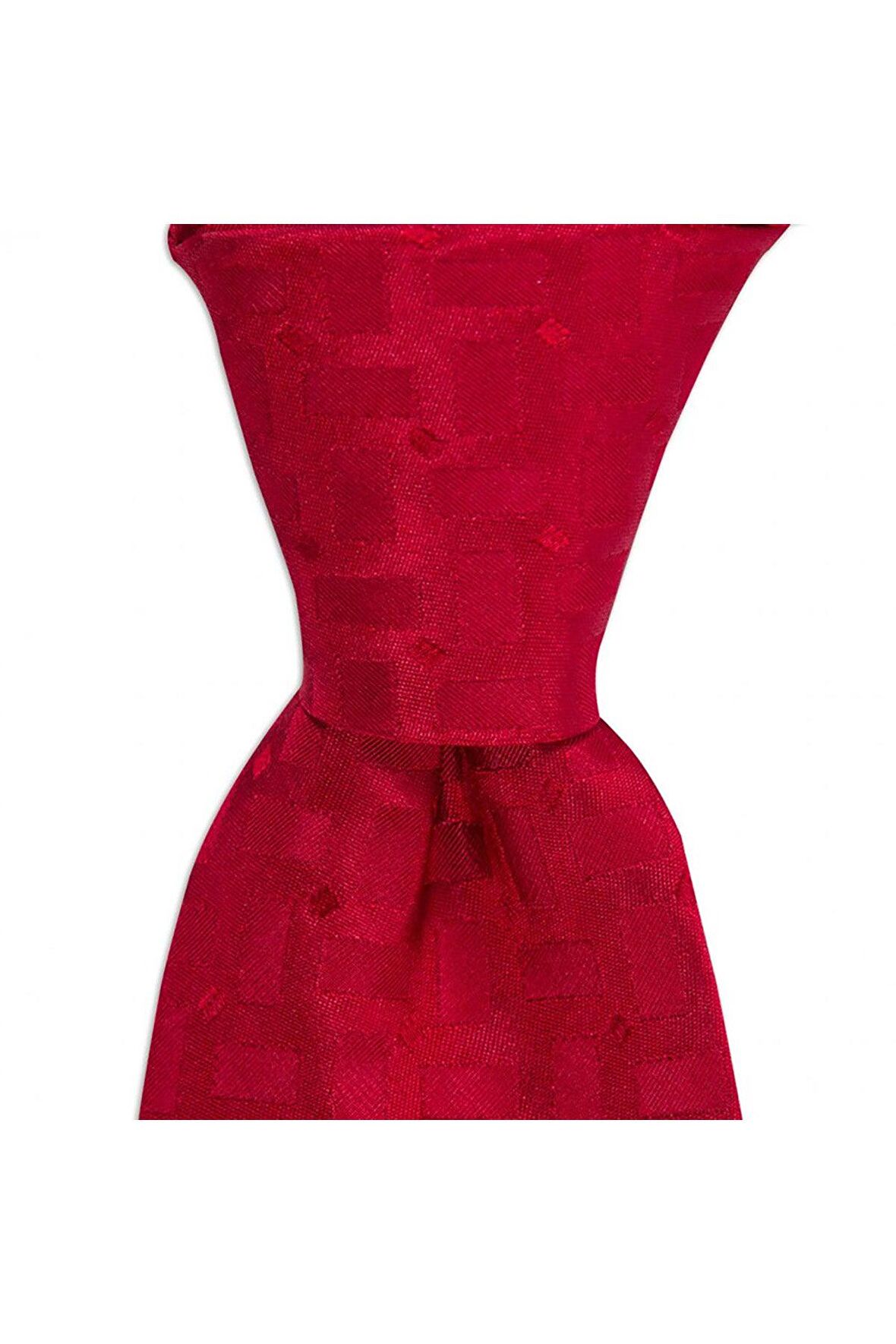 Kırmızı desenli  8 cm genişliğinde ipek kravat