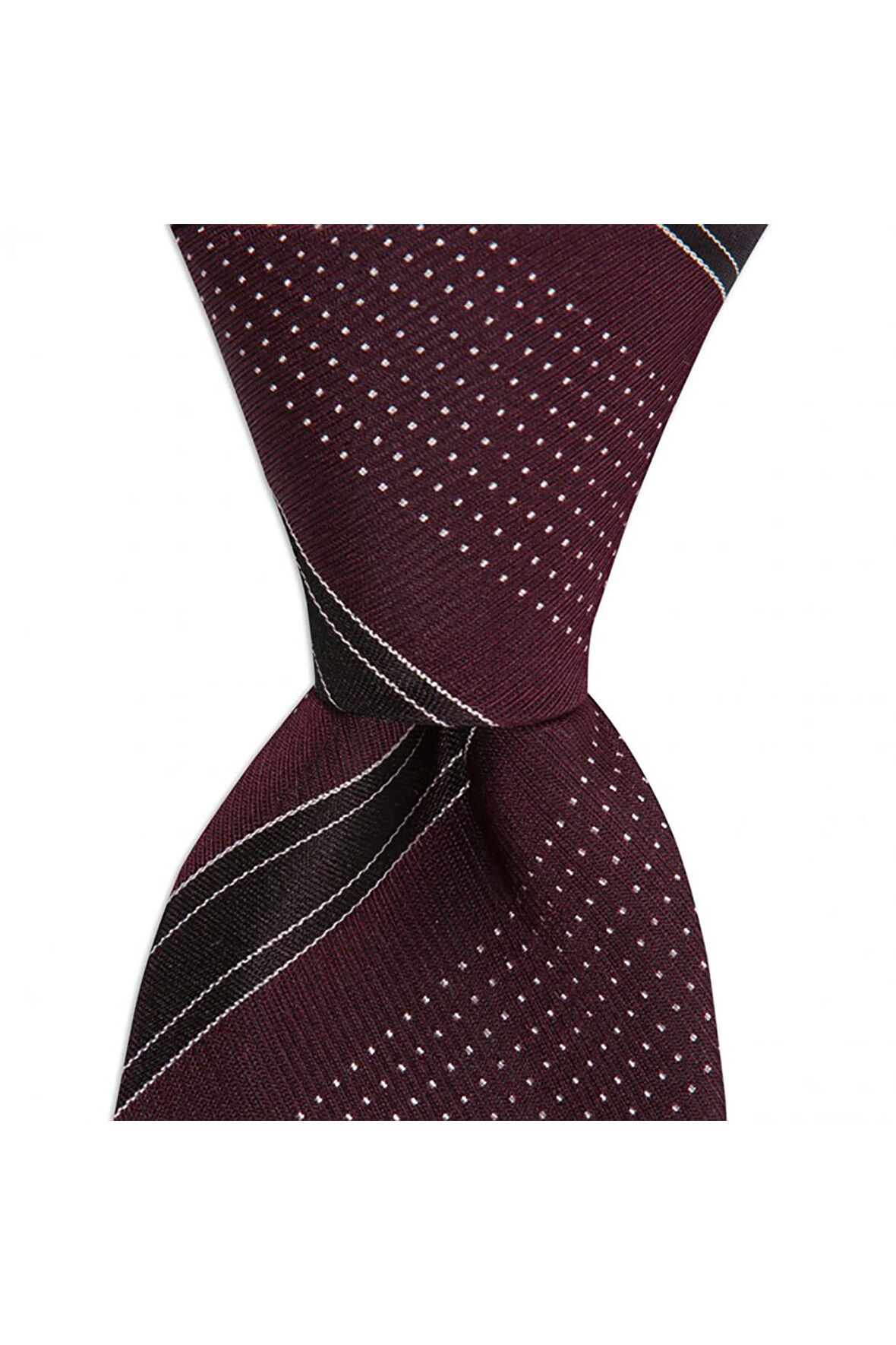 Bordo çizgili 8 cm genişliğinde ipek kravat