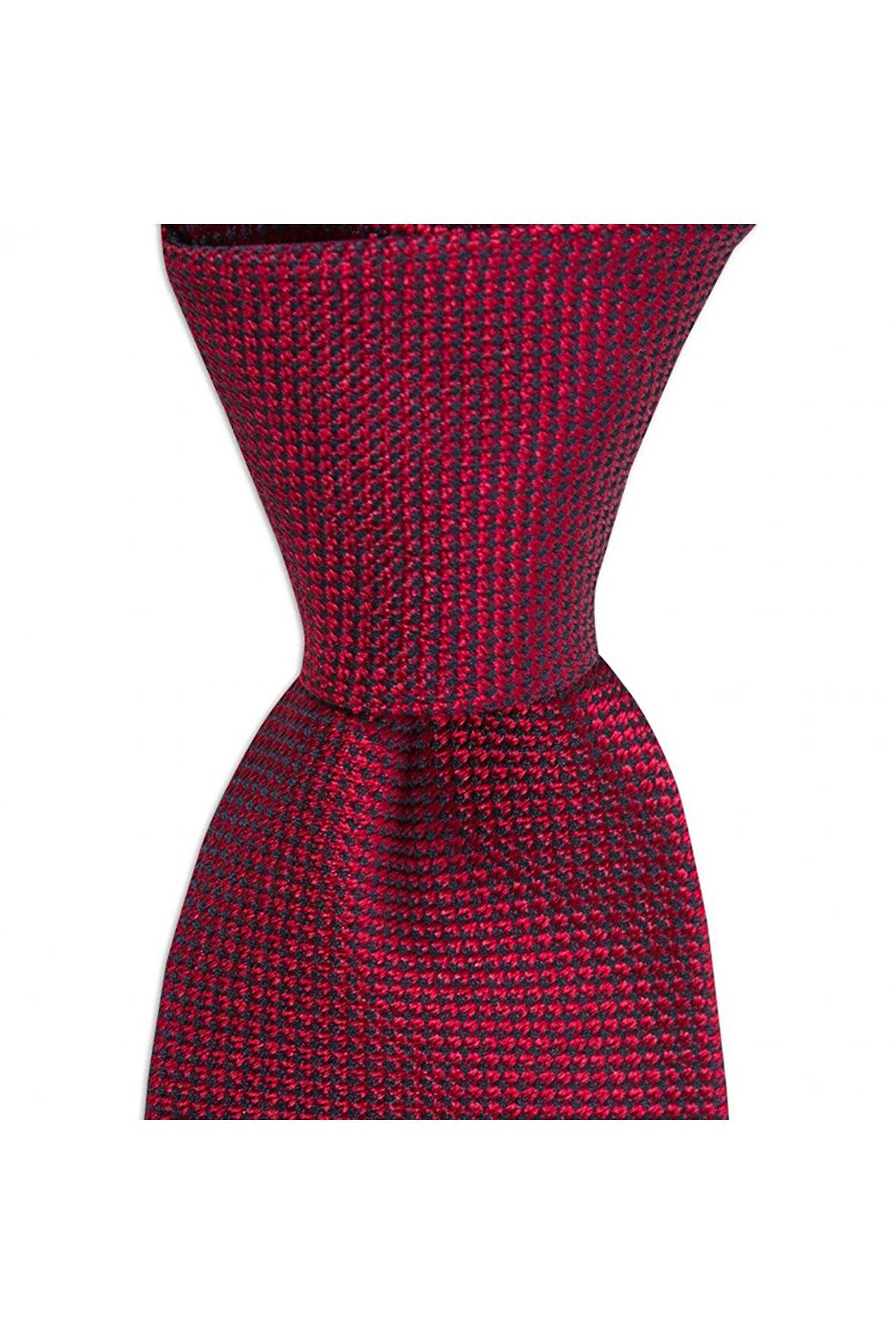 Bordo desenli 7,5 cm genişliğinde ipek kravat