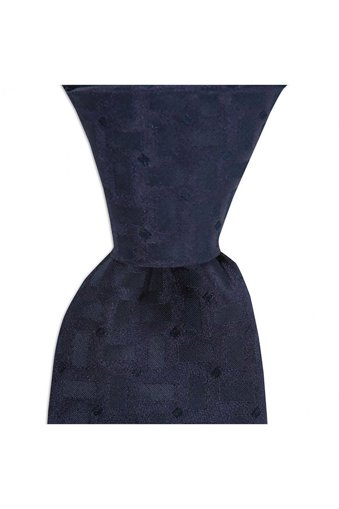 Lacivert desenli  8 cm genişliğinde ipek kravat