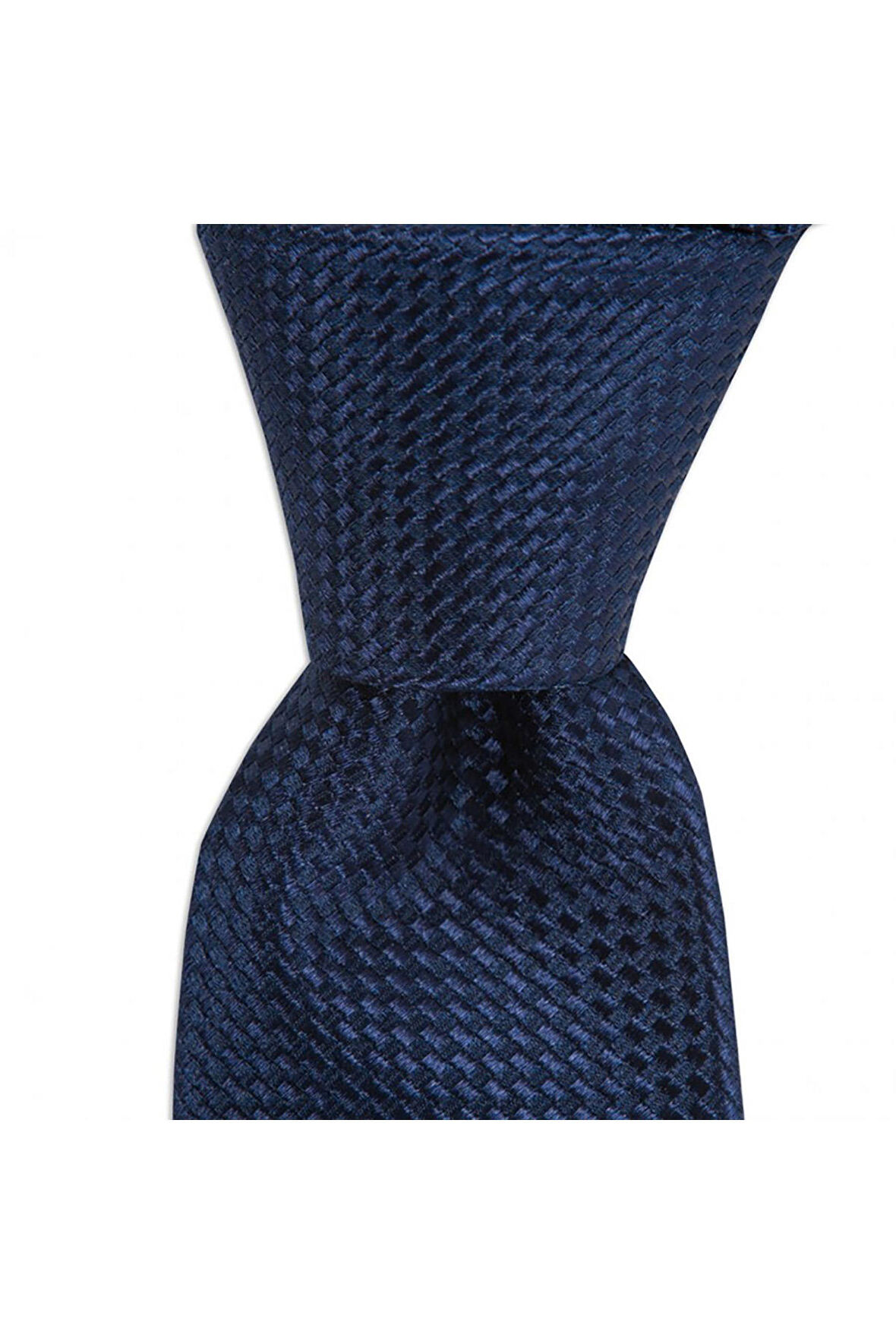 Lacivert desenli 7,5 cm genişliğinde ipek kravat