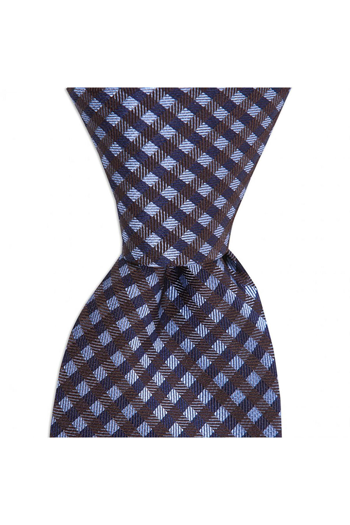 Mavi desenli 8 cm genişliğinde ipek kravat