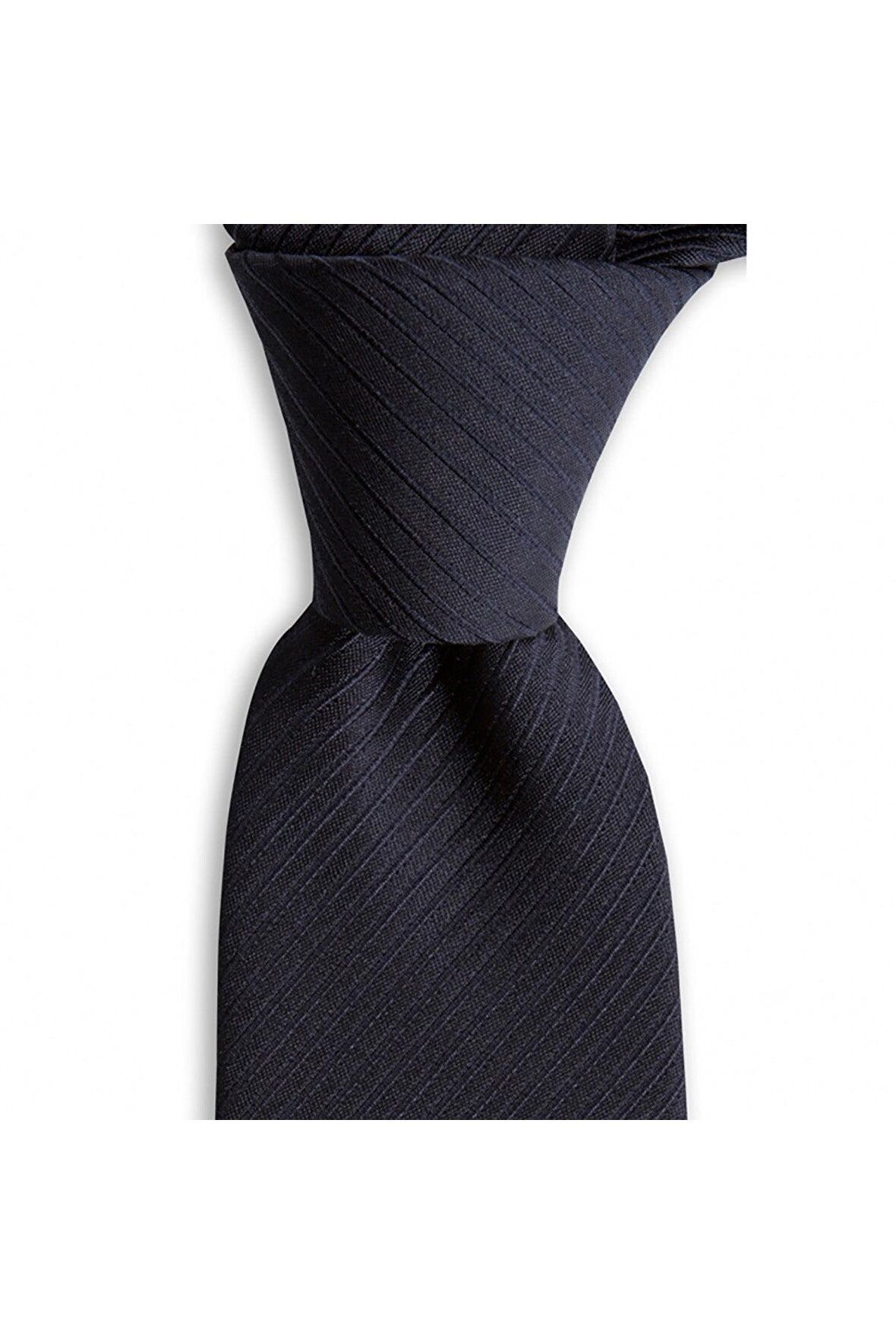 Siyah çizgili 7 cm genişliğinde ipek kravat