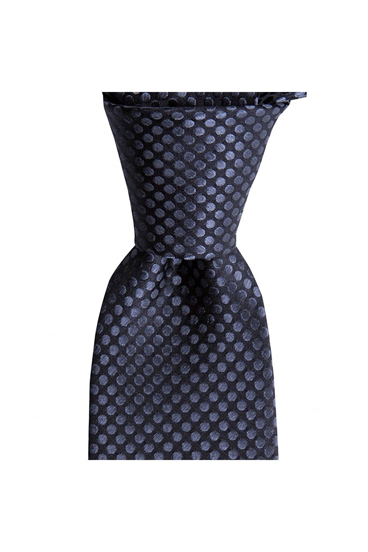 Koyu gri desenli 7,5 cm genişliğinde ipek kravat