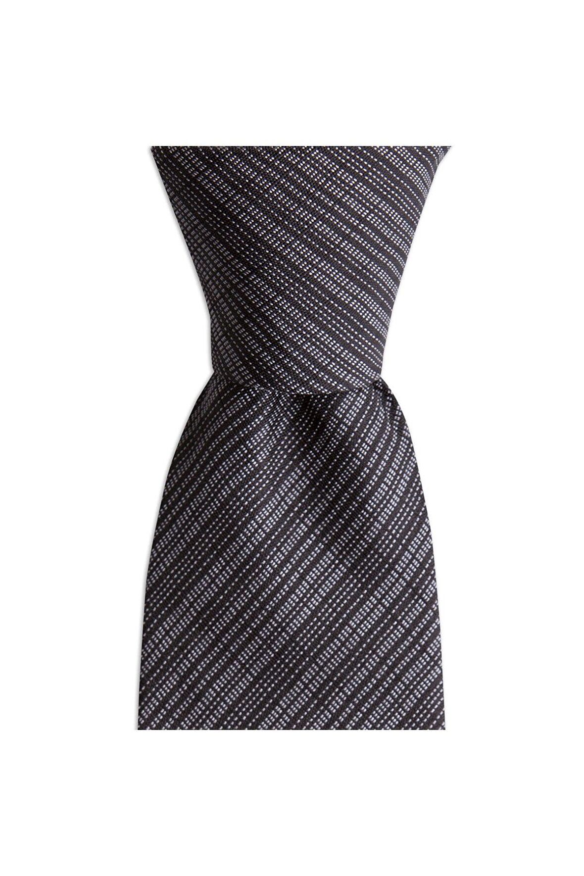 Siyah desenli 8 cm genişliğinde ipek kravat