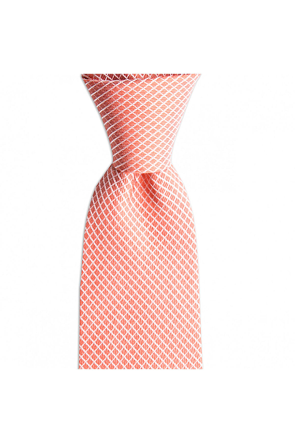 Turuncu desenli 8 cm genişliğinde ipek kravat