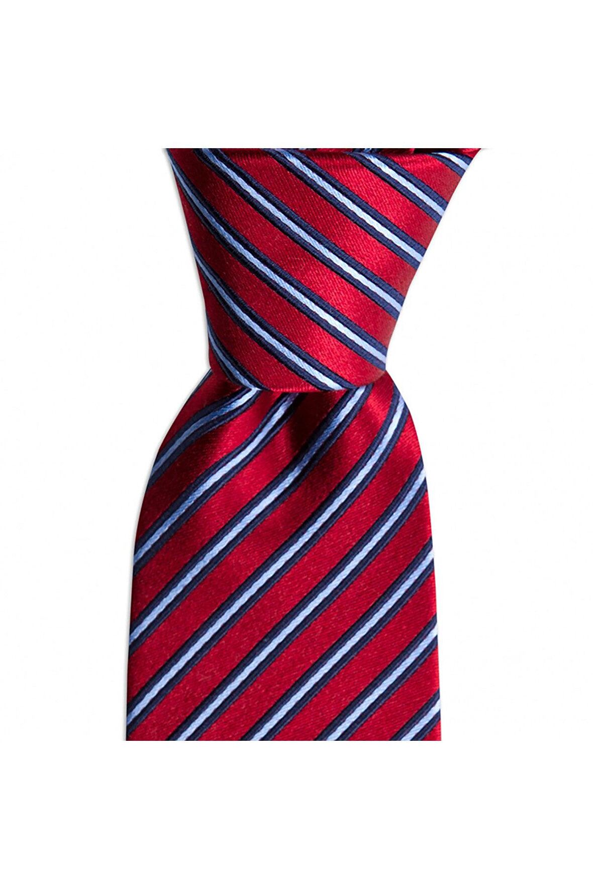 Bordo çizgili 7,5 cm genişliğinde ipek kravat
