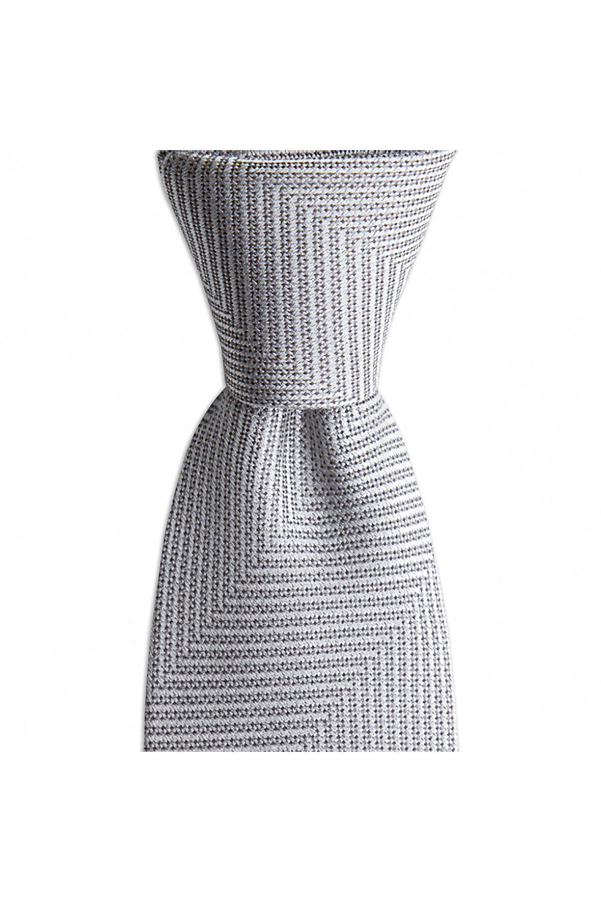 Gri desenli 8 cm genişliğinde ipek kravat