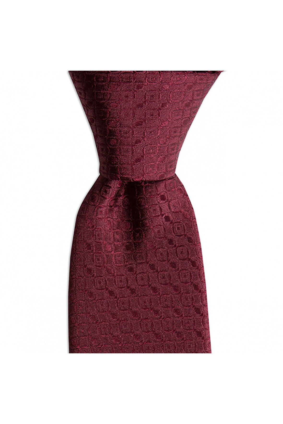 Bordo desenli 7,5 cm genişliğinde ipek kravat