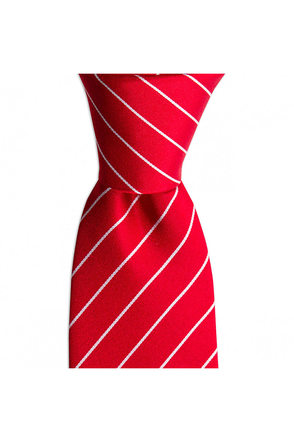 Kırmızı çizgili 7,5 cm genişliğinde ipek kravat