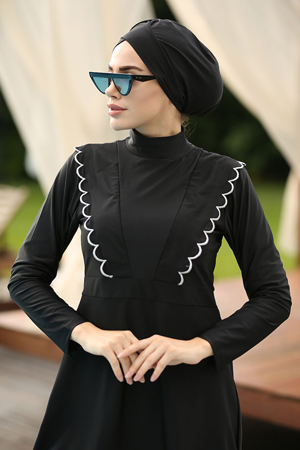 Tasarım Likralı Tam Kapalı Tesettür Mayo Melek Remsa Mayo R034 | XL