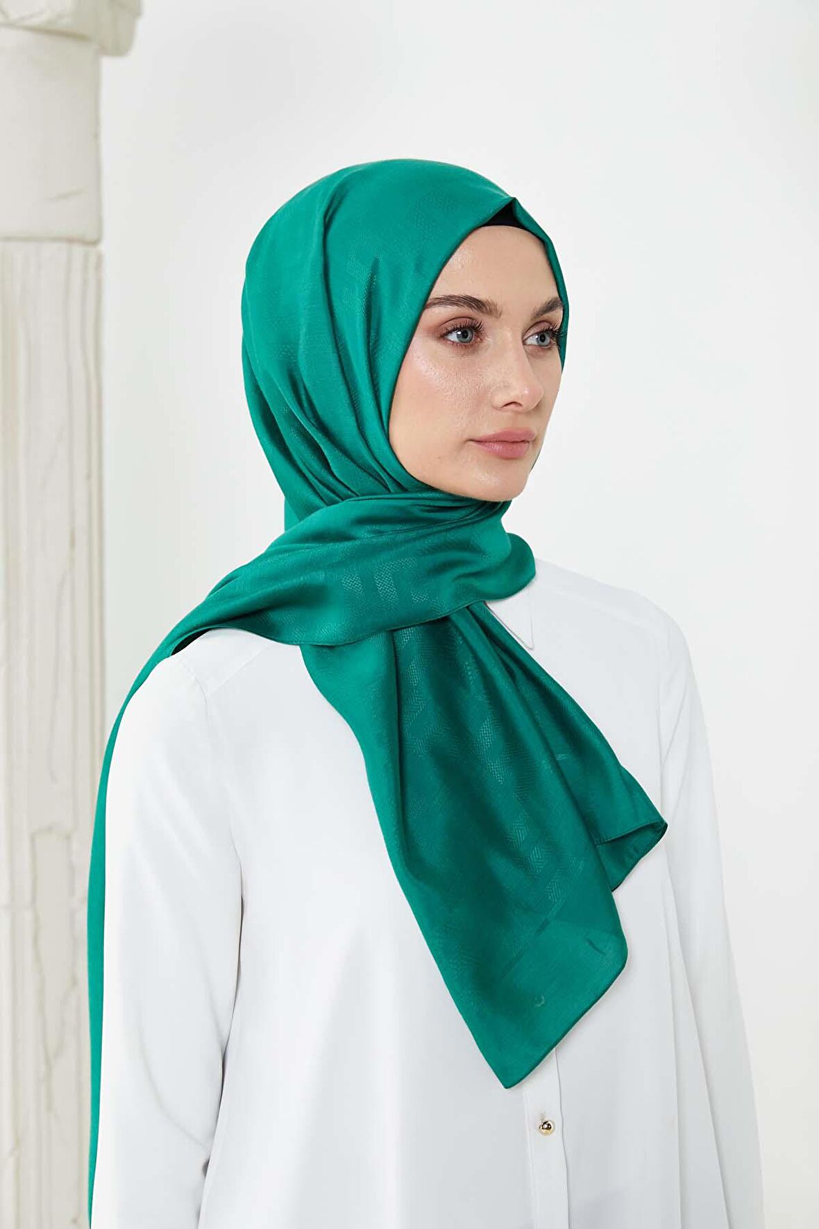 SETRMS YEŞİL Desenli S Motif Modal İpek Şal 242905218