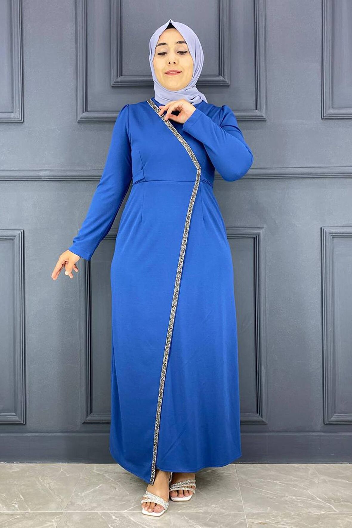 ME ŞERİT TAŞ DETAYLI SCUBA ELBİSE