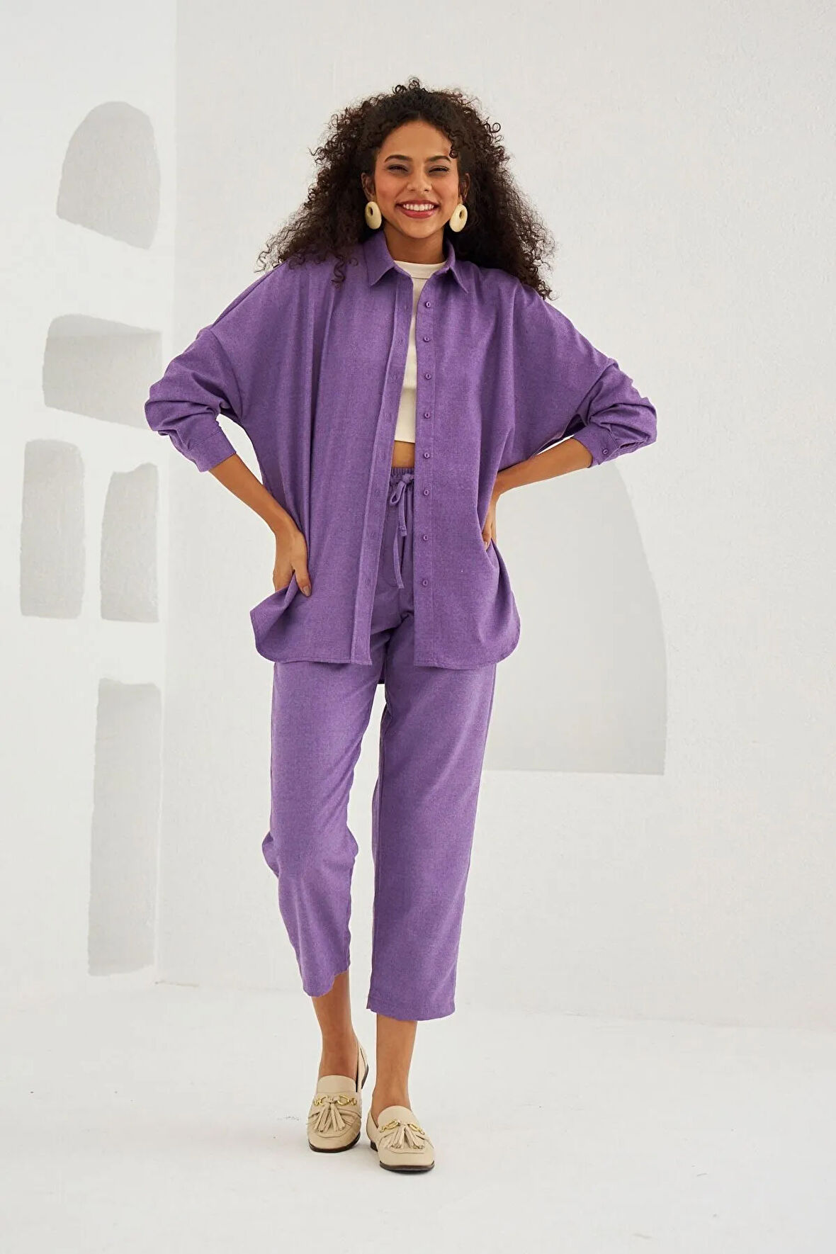 Beli Lastikli Rahat Kalıp Kumaş Pantolon