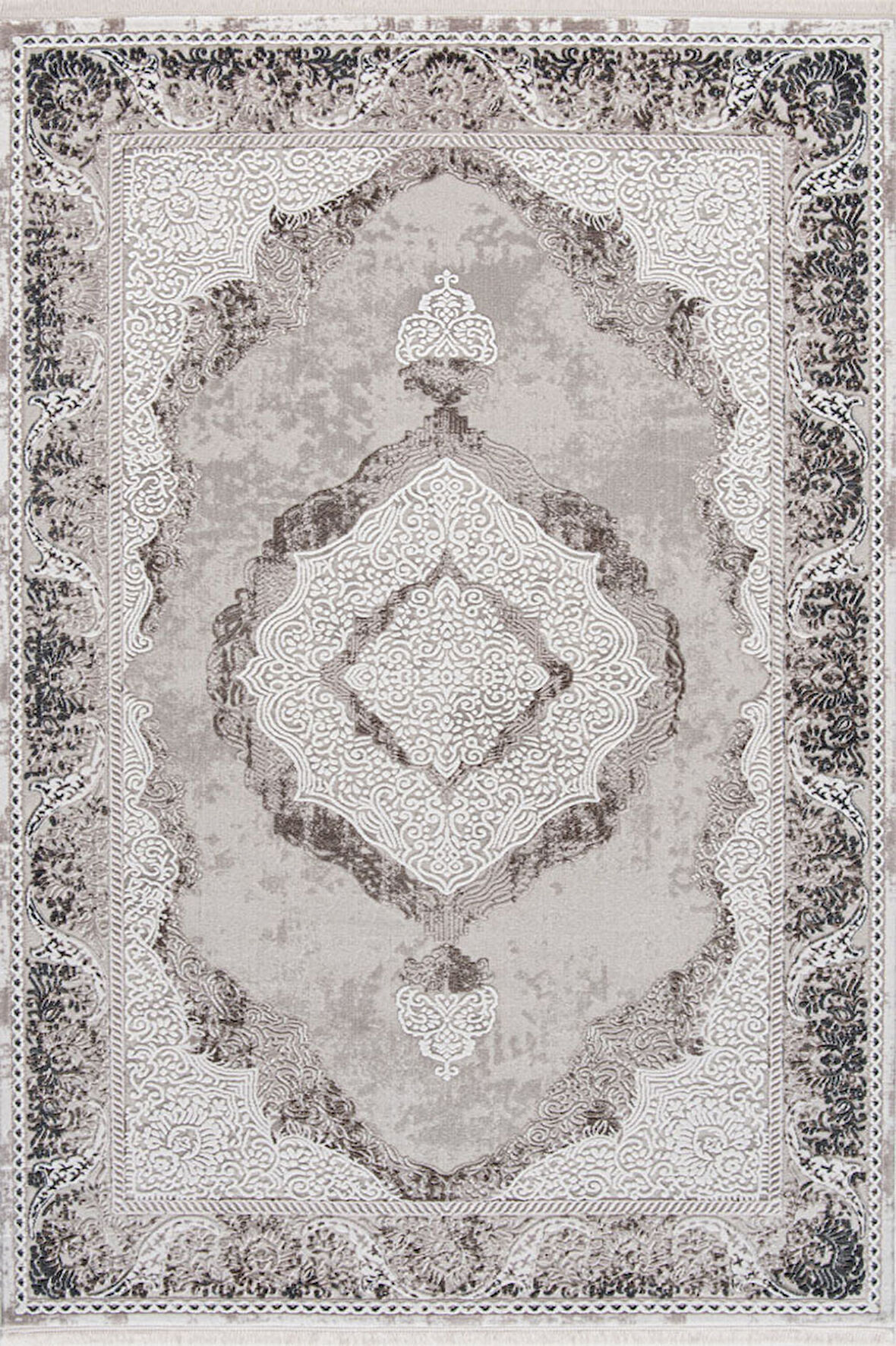 Enti Halı Miras Koleksiyonu Akrilik Saçaklı Halı 6803 Gri-Kahve