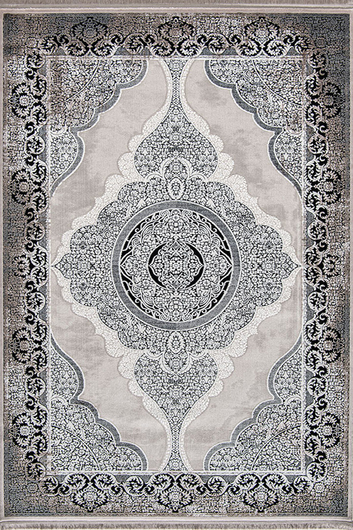 Enti Halı Miras Koleksiyonu Akrilik Saçaklı Halı 6804 Gri-Siyah