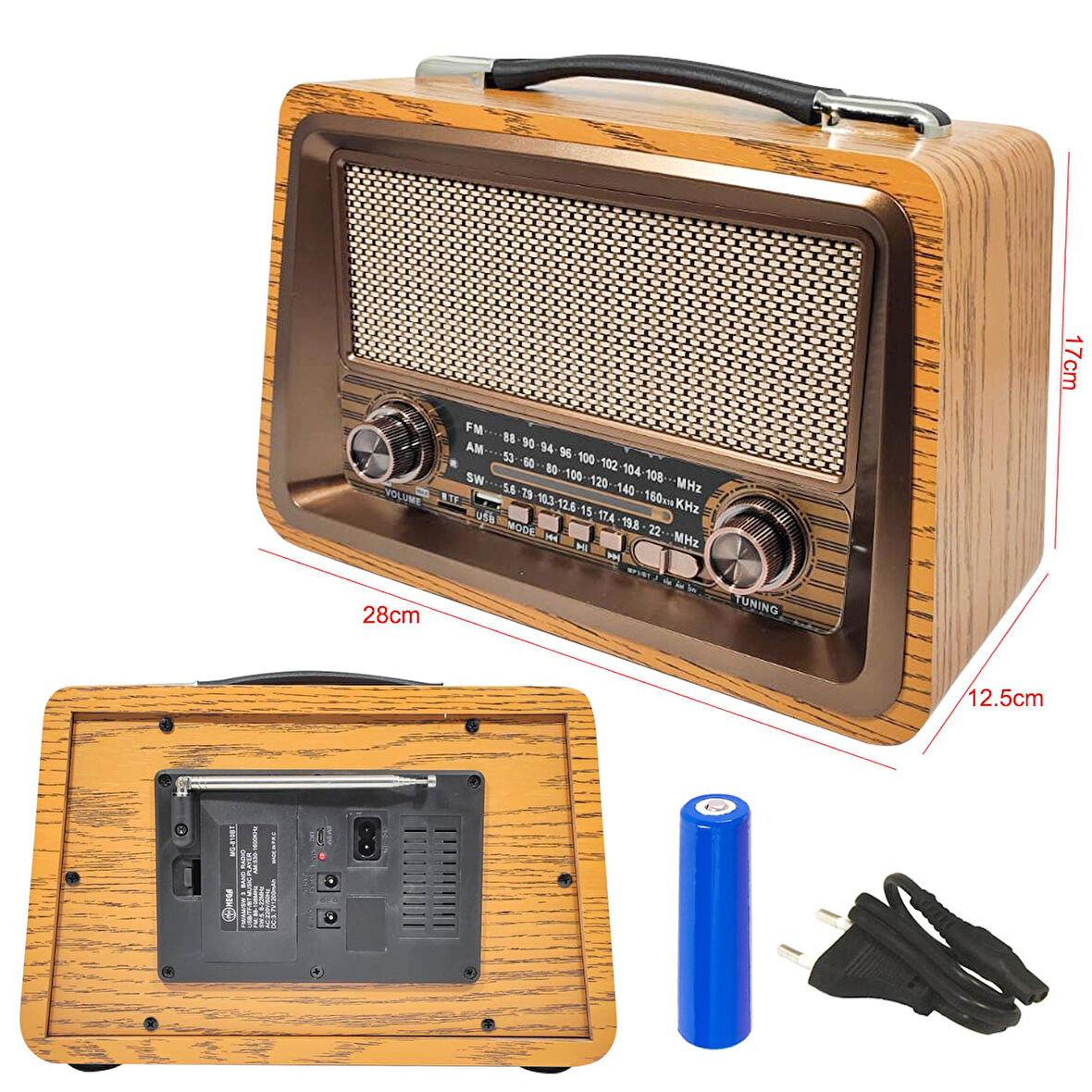 Mega Mg-810Bt Radyo Nostalji Şarjlı Bt/Usb/Sd/Fm