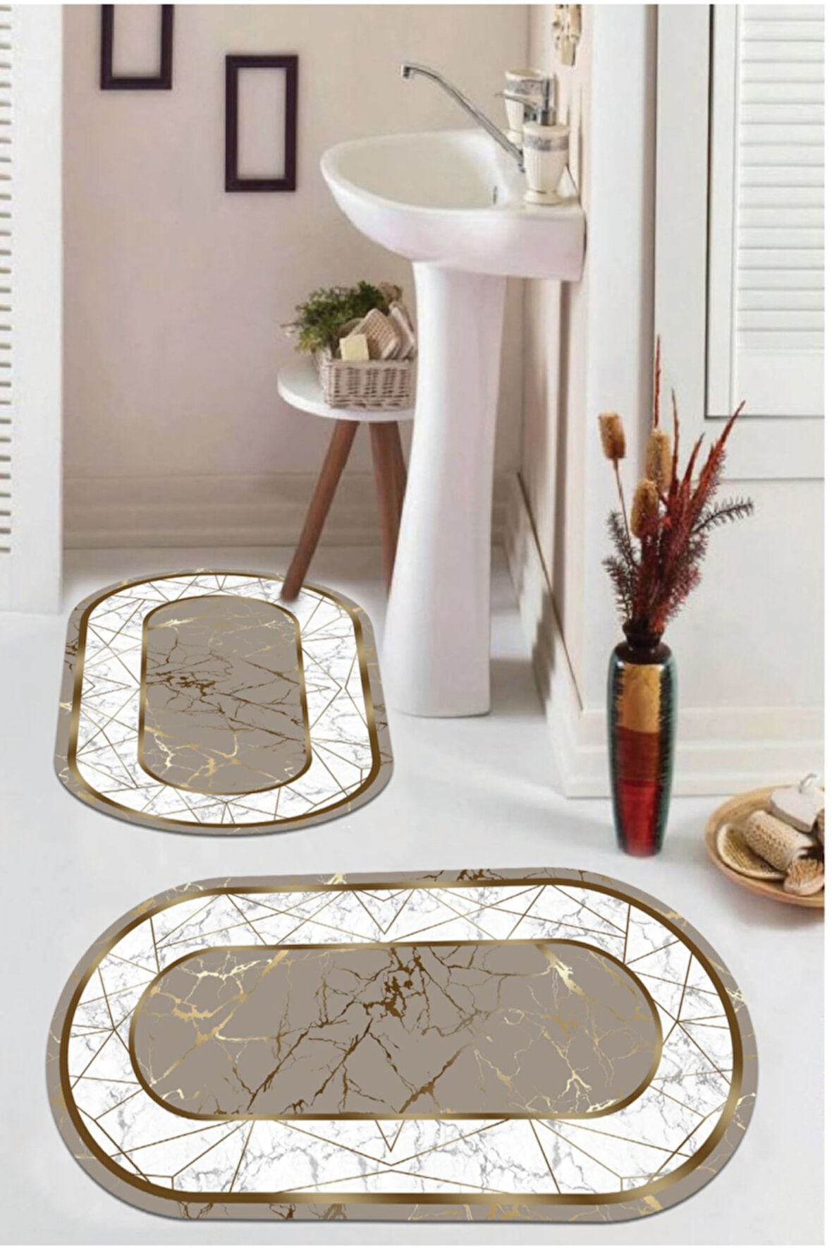 Vizon  Kaymaz Taban  Oval Banyo Paspas Takım  416-06