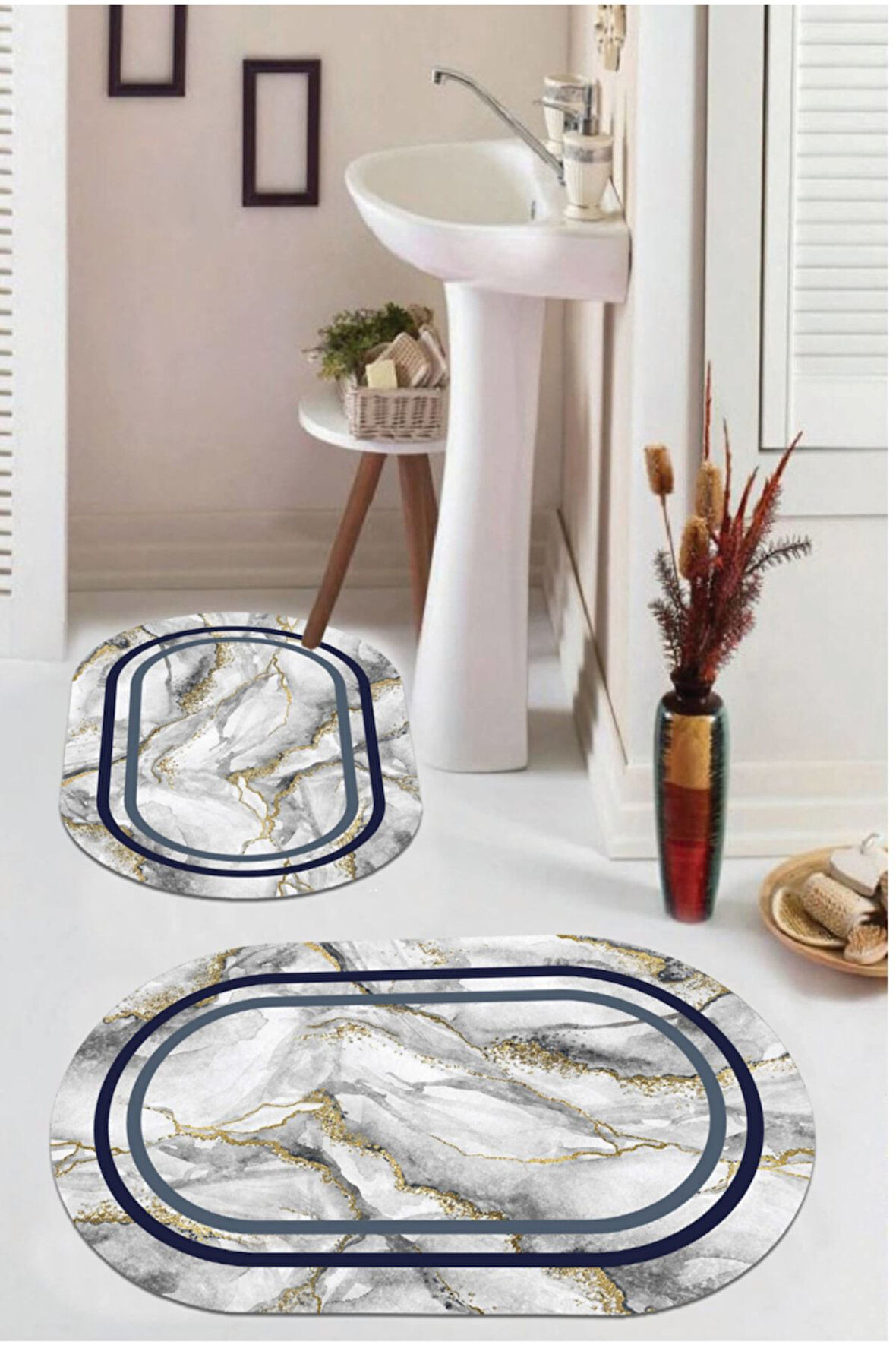 Multi  Kaymaz Taban  Oval Banyo Paspas Takım  BB-110