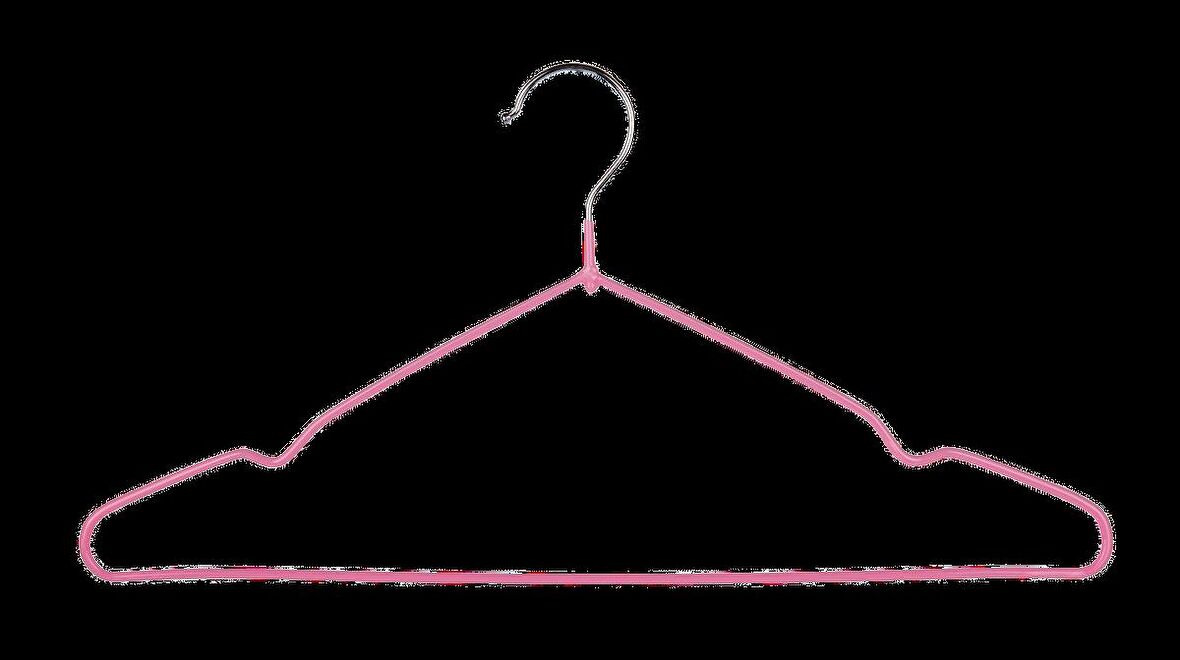 Metal Elbise Askısı Pembe Renk. Silikon Kaydırmaz