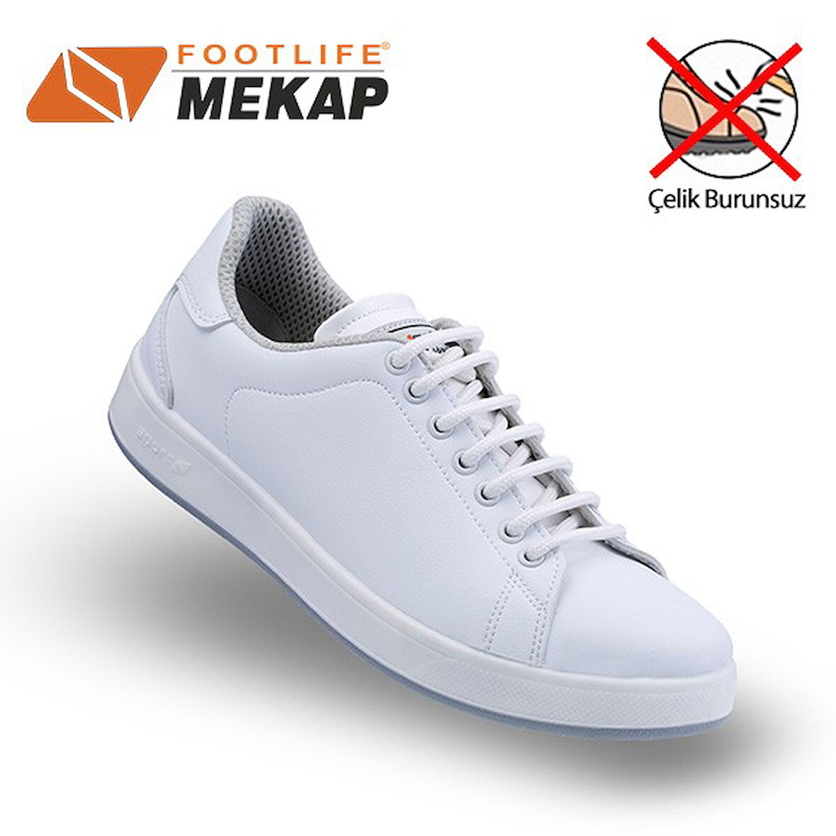 Mekap 303 Comfort Beyaz Bağcıklı Microfiber Burun Korumasız İş Ayakkabısı