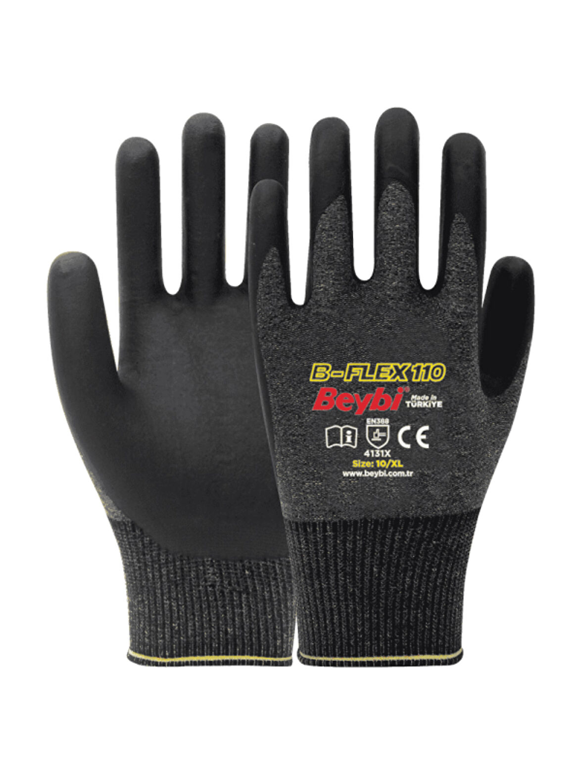Beybi B-Flex110 Poliüretan Kaplı İş Eldiveni - 12’Li Paket | İnce, Hafif Ve Hassas Kavrama
