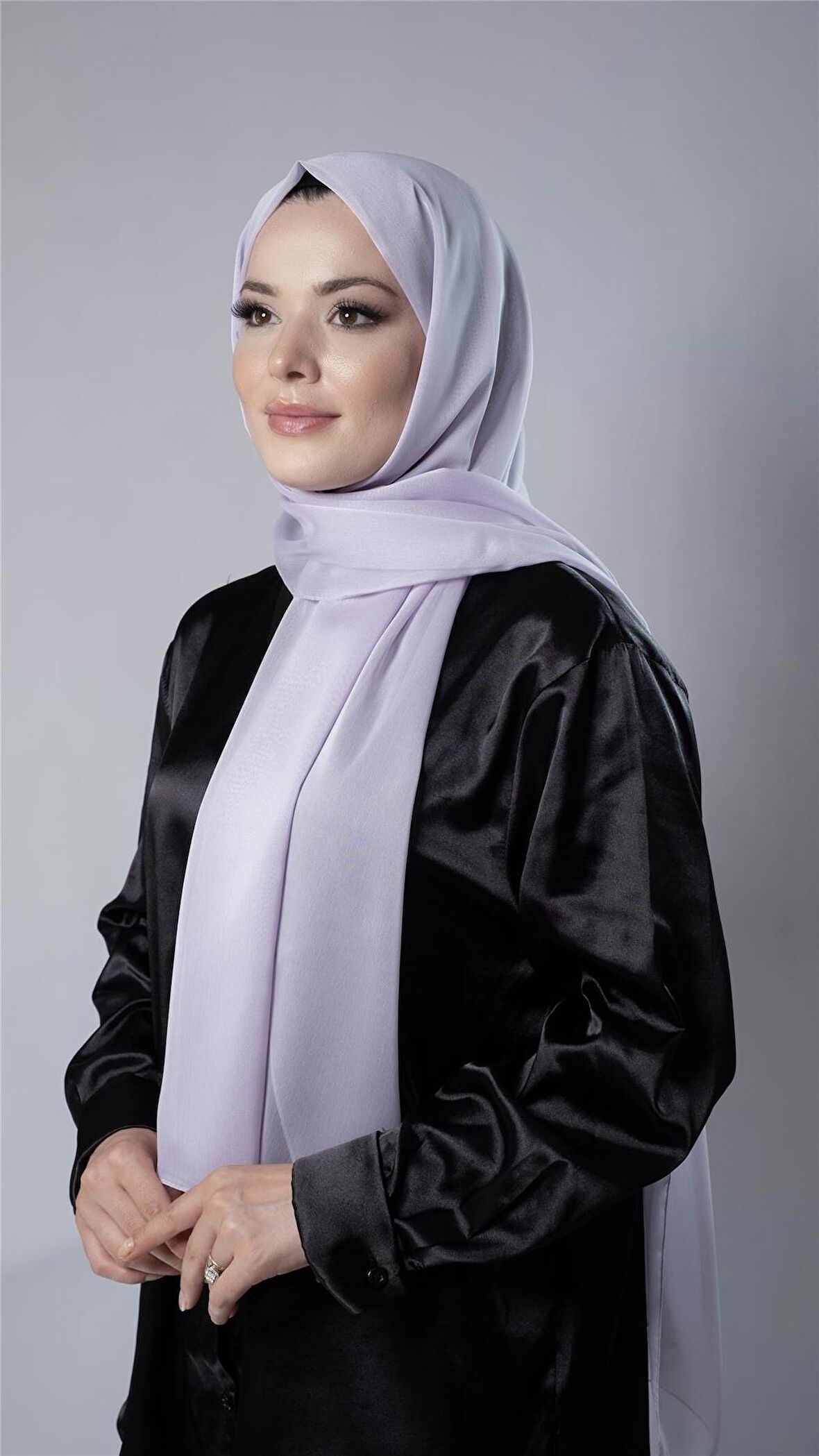 Lila Düz Klasik Şal Şifon Kumaş Janjan Abiye 202108_28