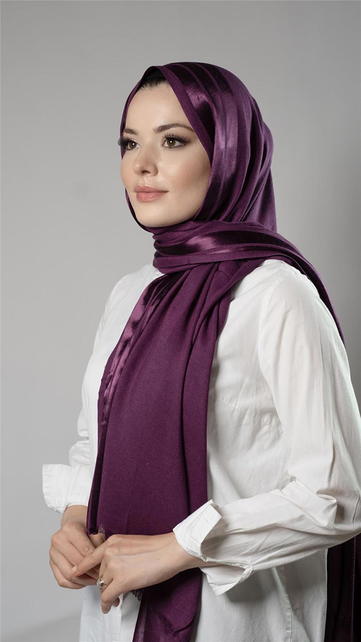 Mürdüm Şerit Çizgili Şal Viskon Kumaş Bursa Dolama 202109_07