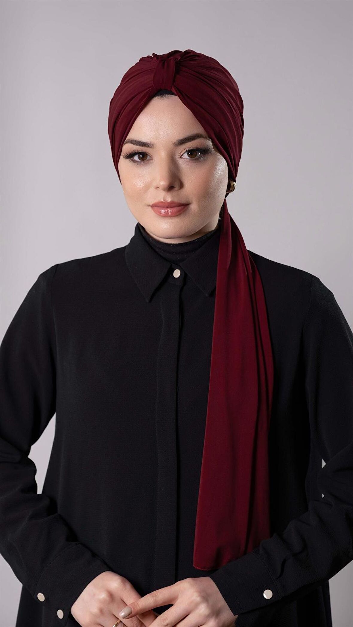 Bordo Pratik Hazır Geçmeli Tesettür Bone Sandy Kumaş Atkılı  2204_16