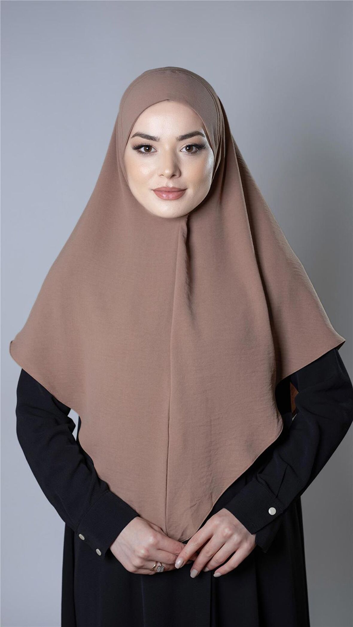 Taba Pratik Hazır Geçmeli Tesettür Eşarp Aerobin Kumaş Düz Hijab 2309_33