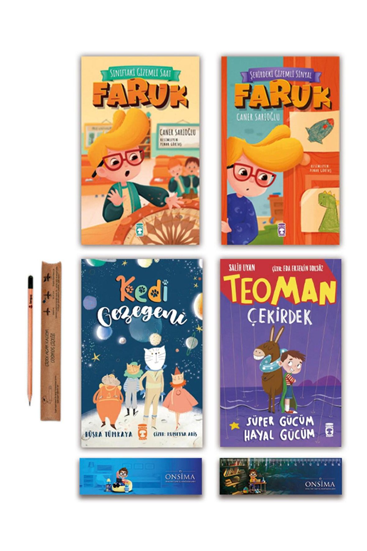 Timaş Çocuk Kedi Gezegeni - Teoman Çekirdek - Faruk Serisi Set - 4 Kitap