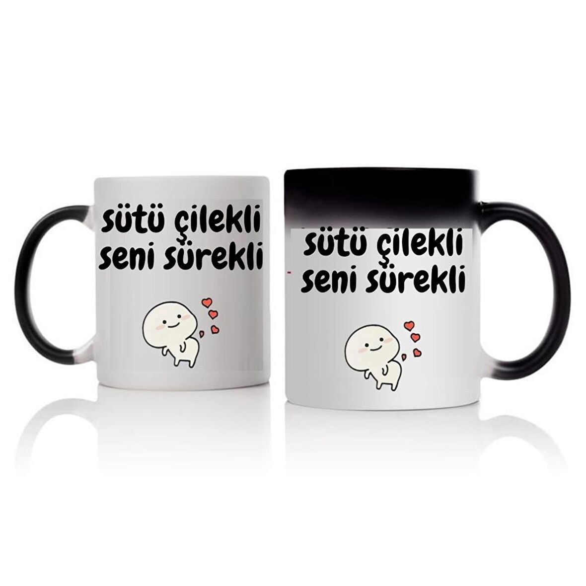 Sütü Çilekli Seni Sürekli Tasarımlı Sihirli Kupa Bardak
