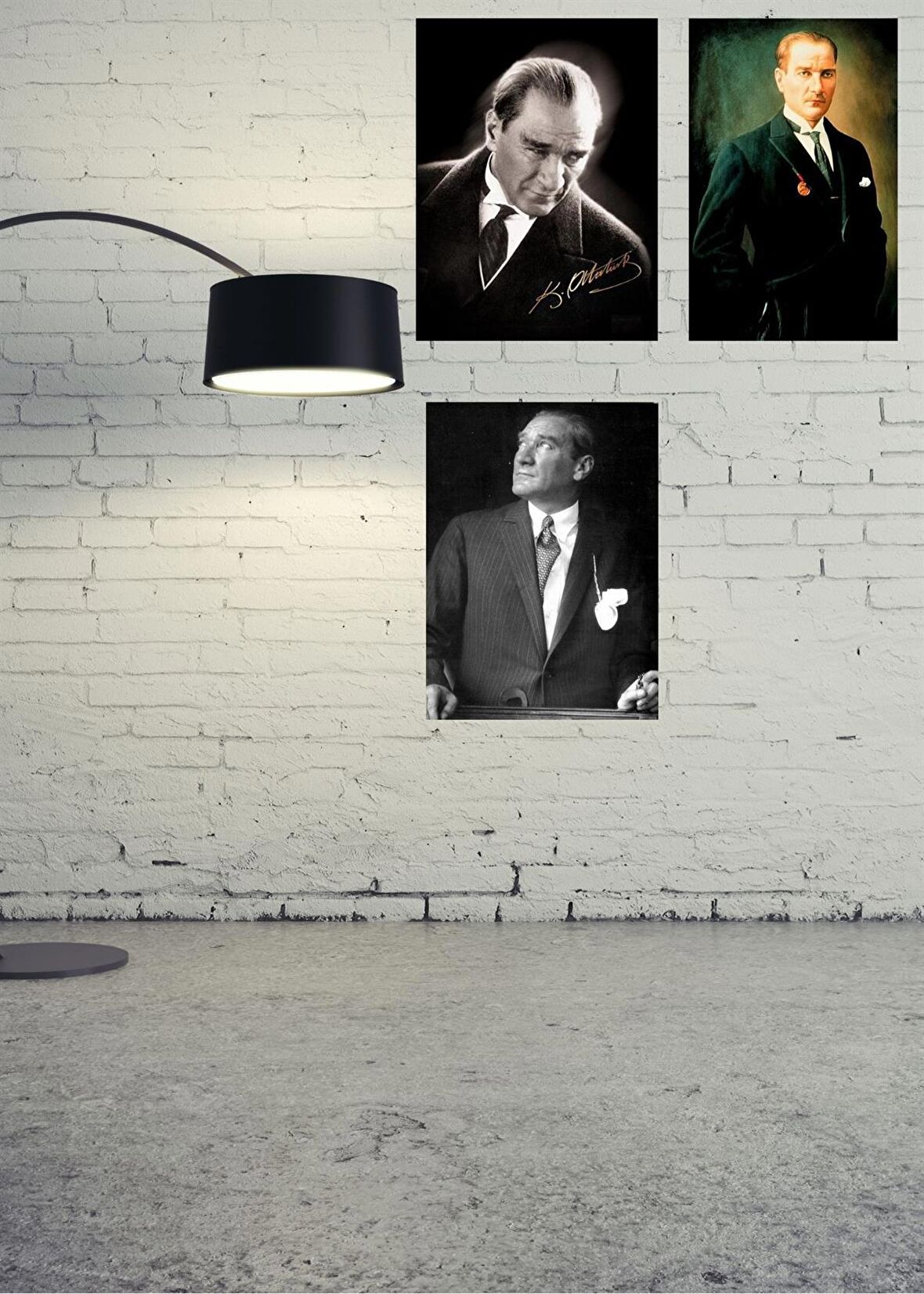 Mustafa Kemal Atatürk Ahşap Retro Vintage Poster 3 lü Set