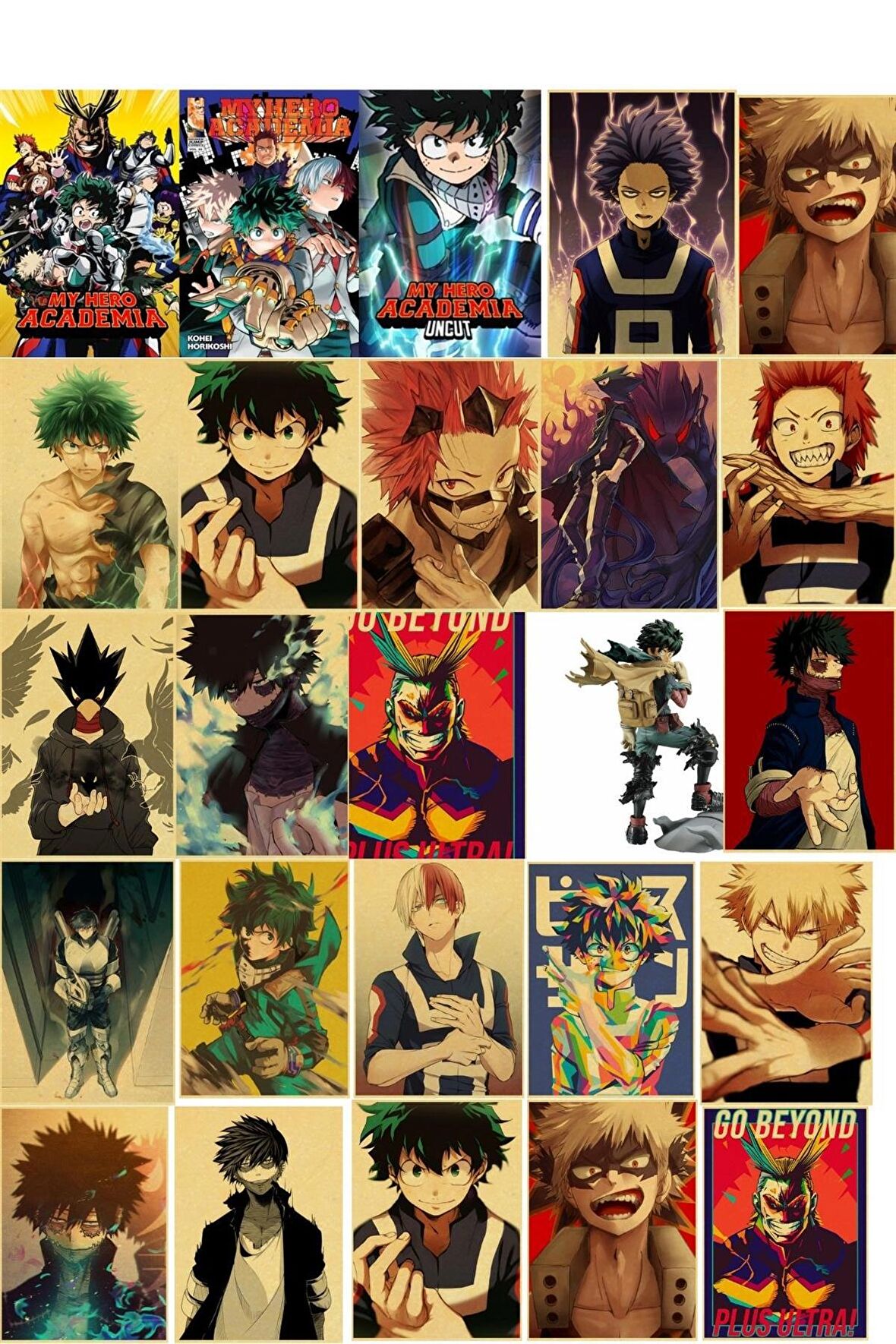 Boku no Hero Academia  - Anime Duvar Retro Poster 34 Adet -10cm*15cm