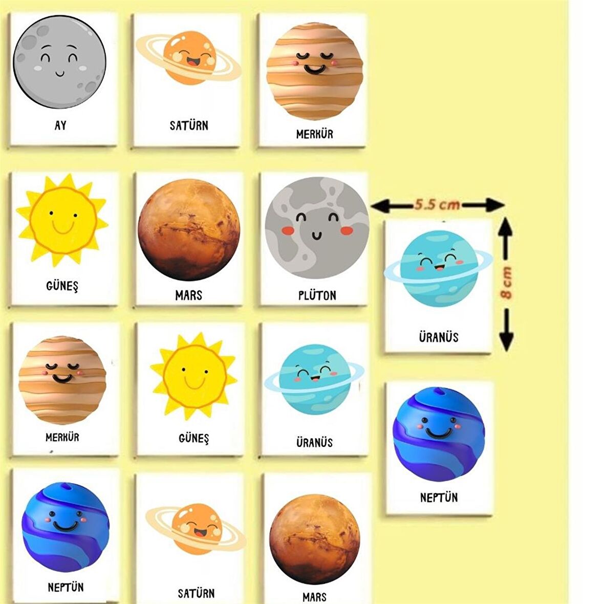 Zeka Kartları Eşleştirme Oyunu Gezegenler Ahşap Eğitici Puzzle Oyun