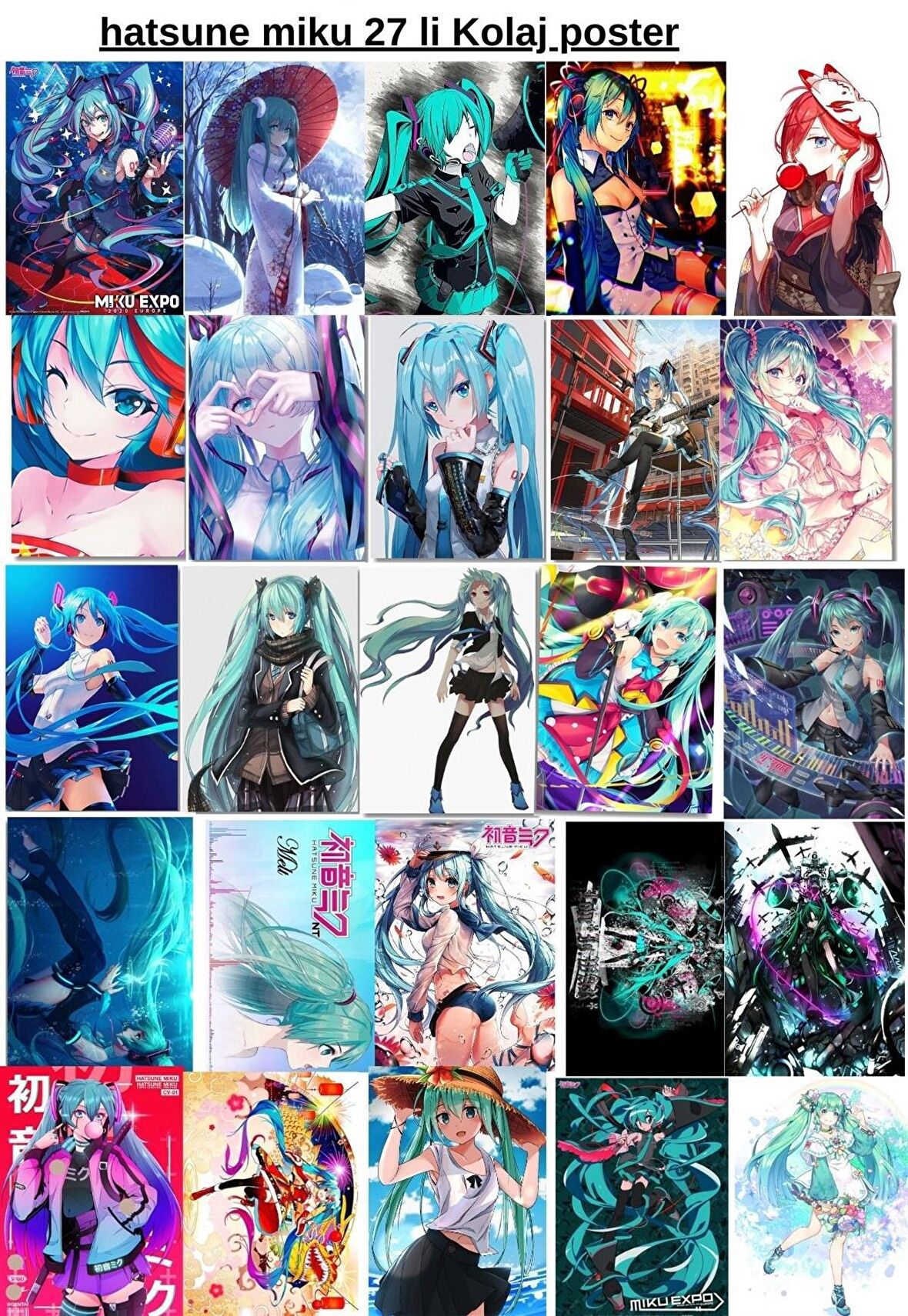 Hatsune Miku - Anime Duvar  Poster 27 Adet -10cm*15cm