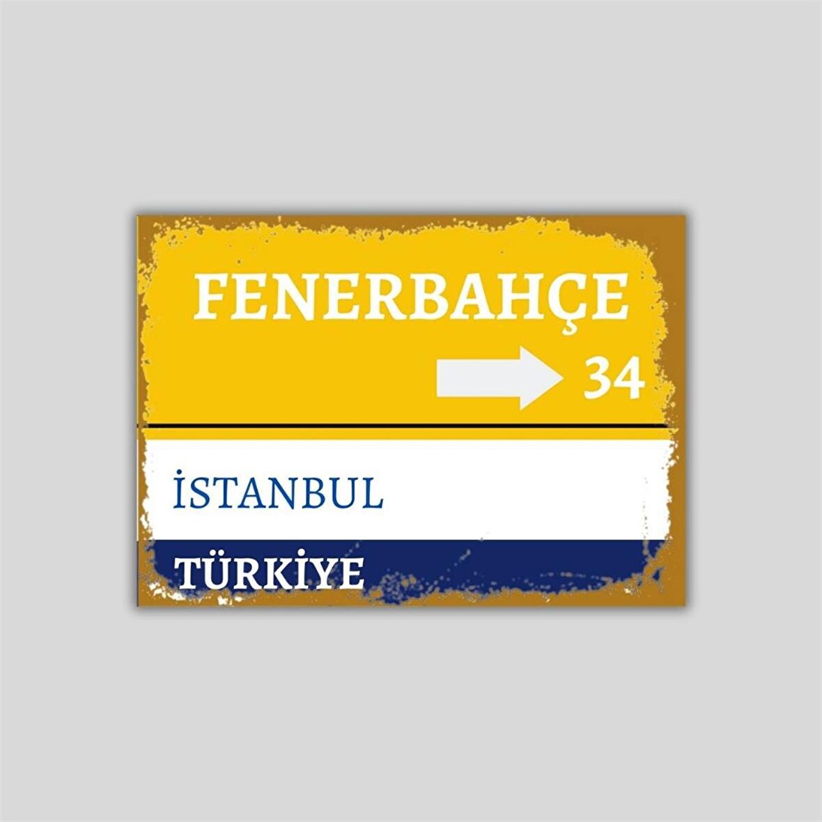 Fenerbahçe Sokak Tabelası Görünümlü Retro Ahşap Poster