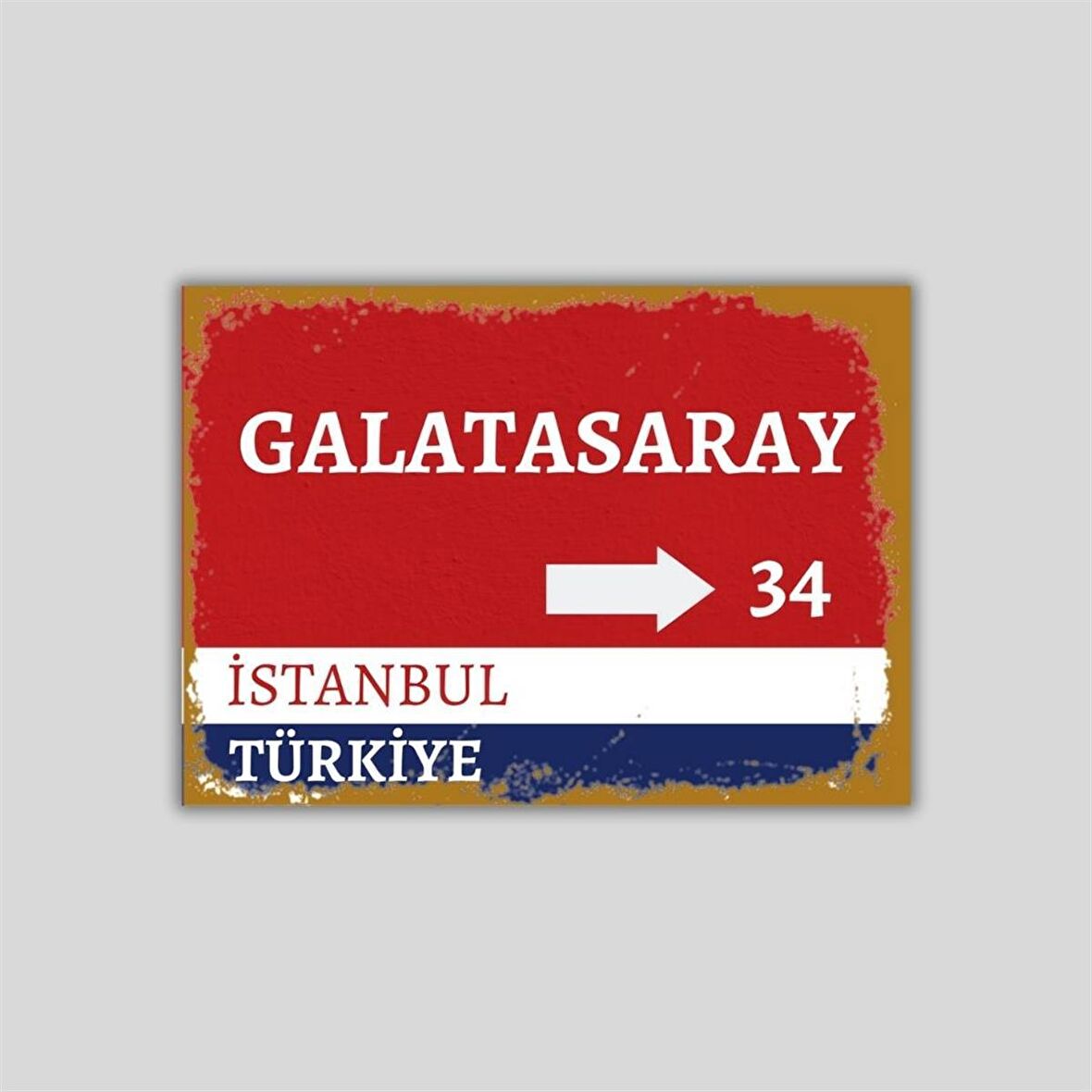 Galatasaray Sokak Tabelası Görünümlü Retro Ahşap Poster