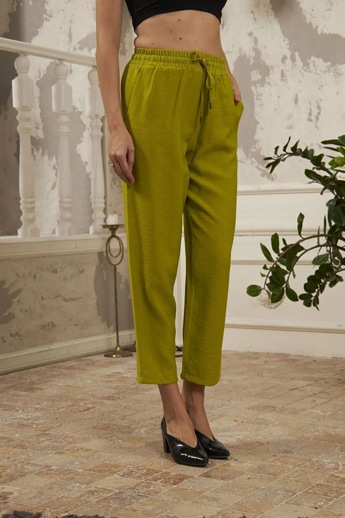 RAHAT KALIP DESENLİ KUMAŞ PANTOLON