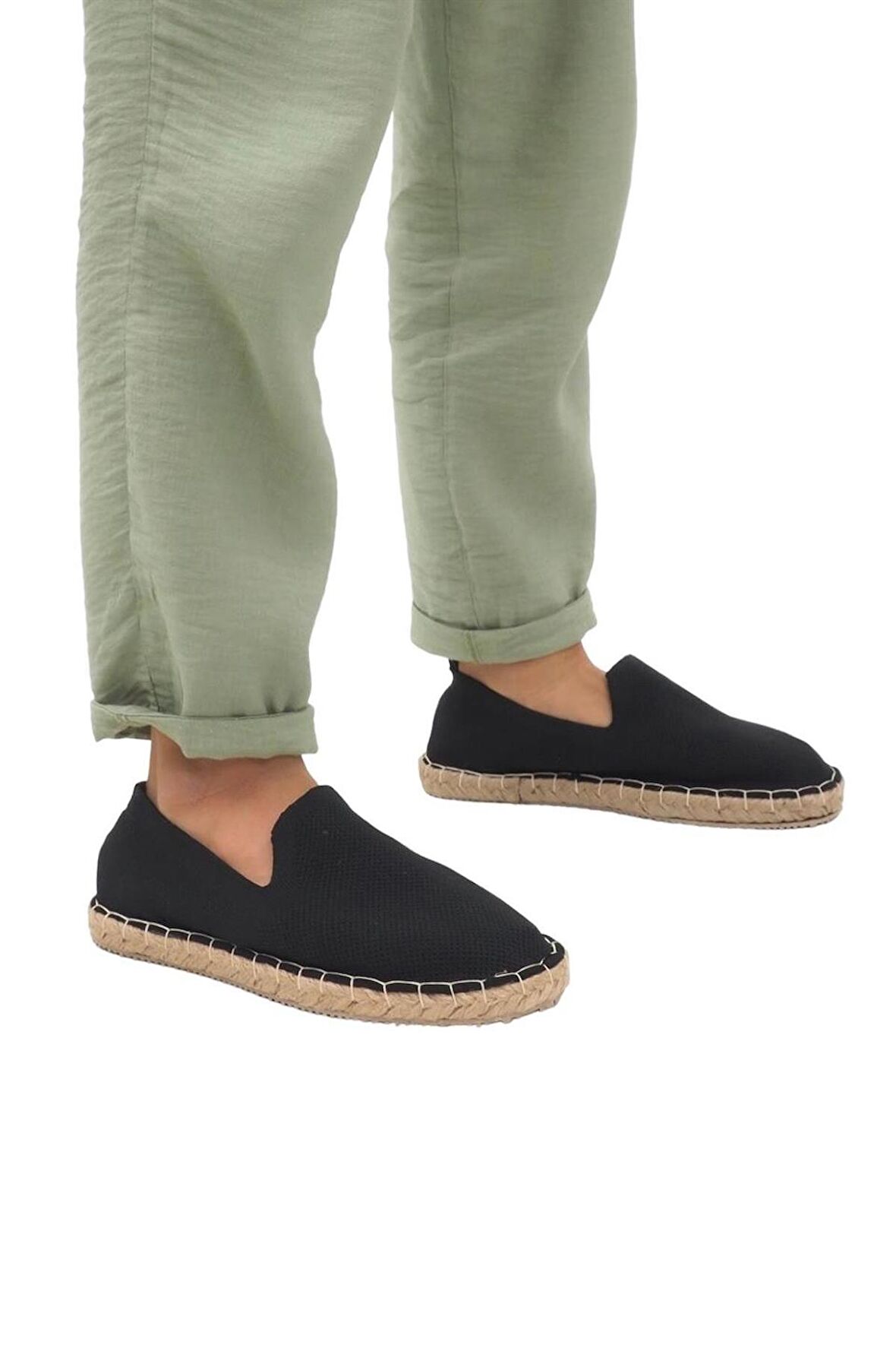 Unisex Siyah Triko Espadril