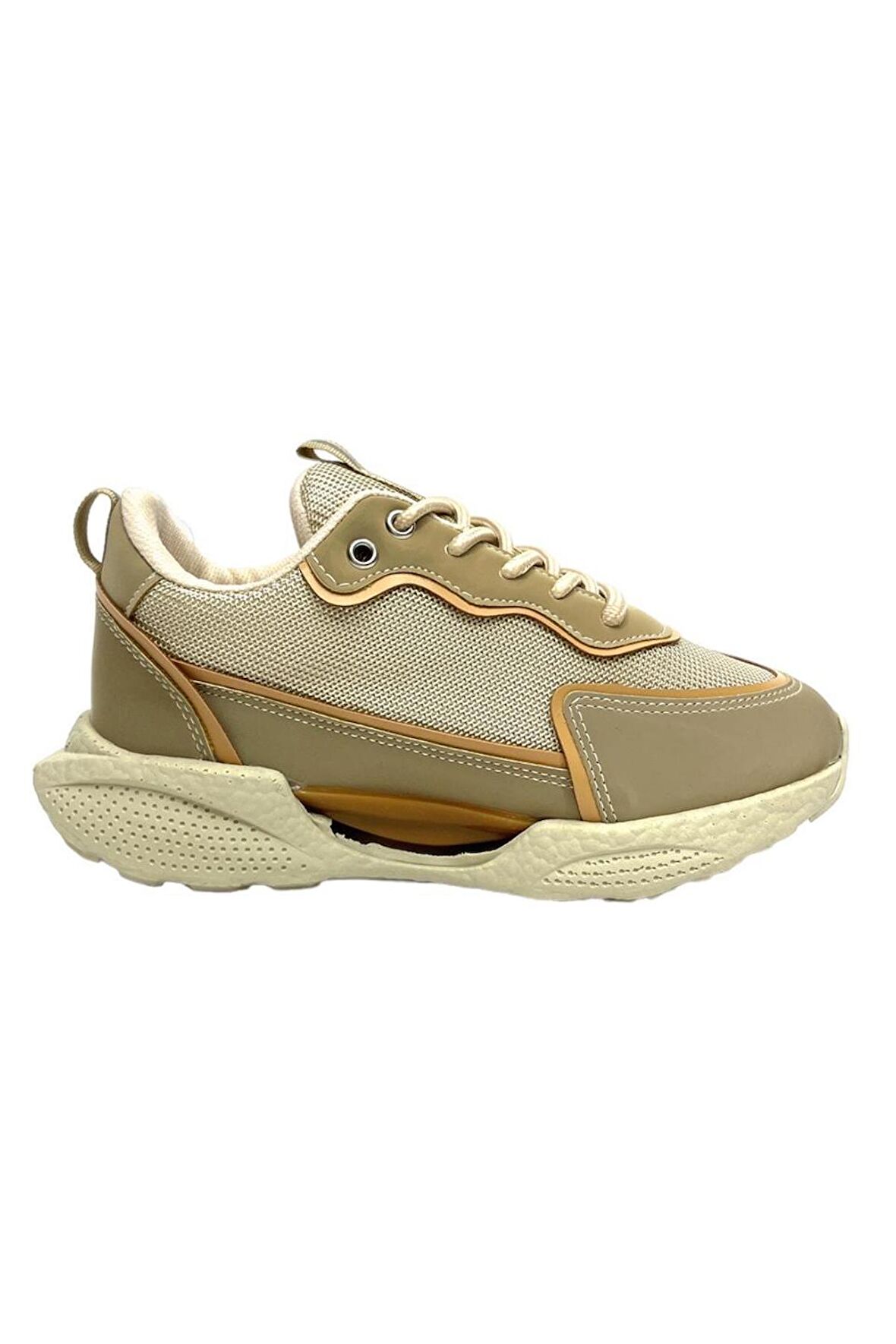 Yüksek Taban Kadın Spor Ayakkabı Sneaker Bej