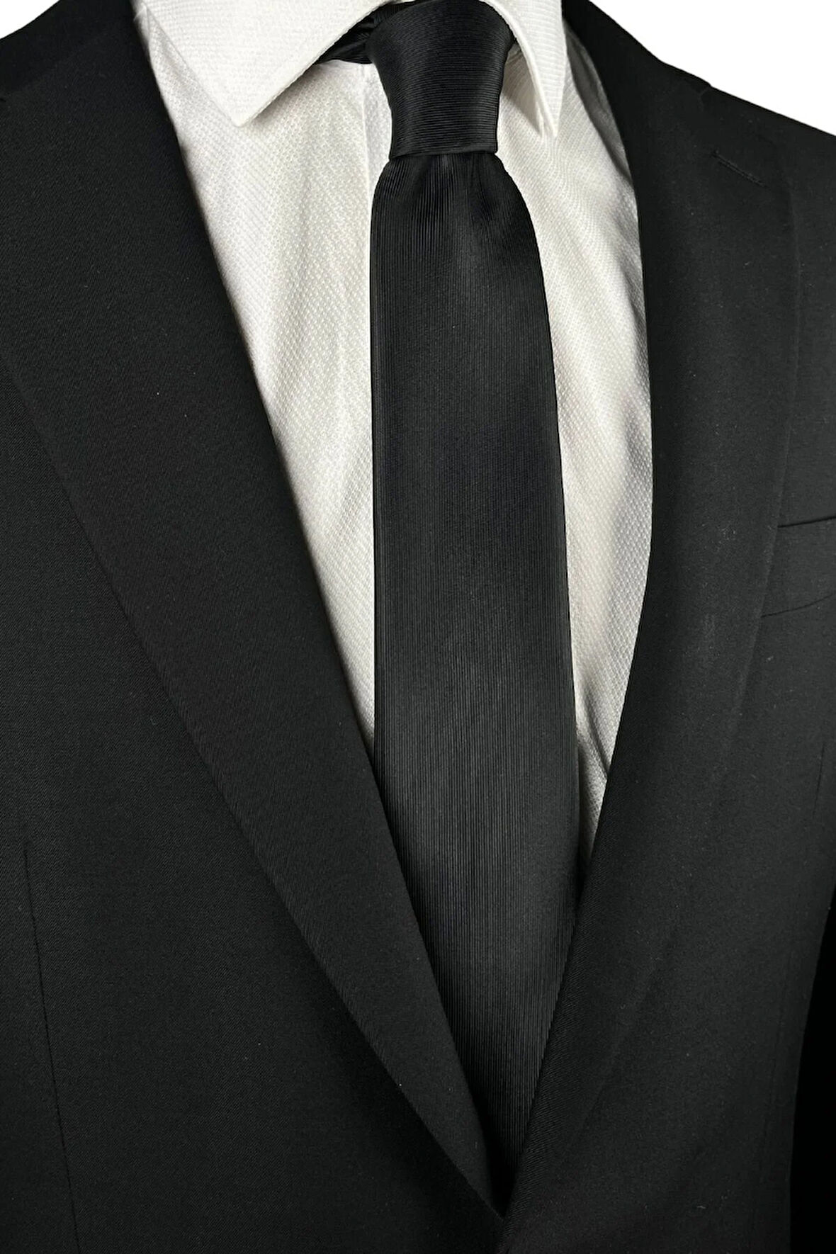 Düz Siyah Ince Kravat