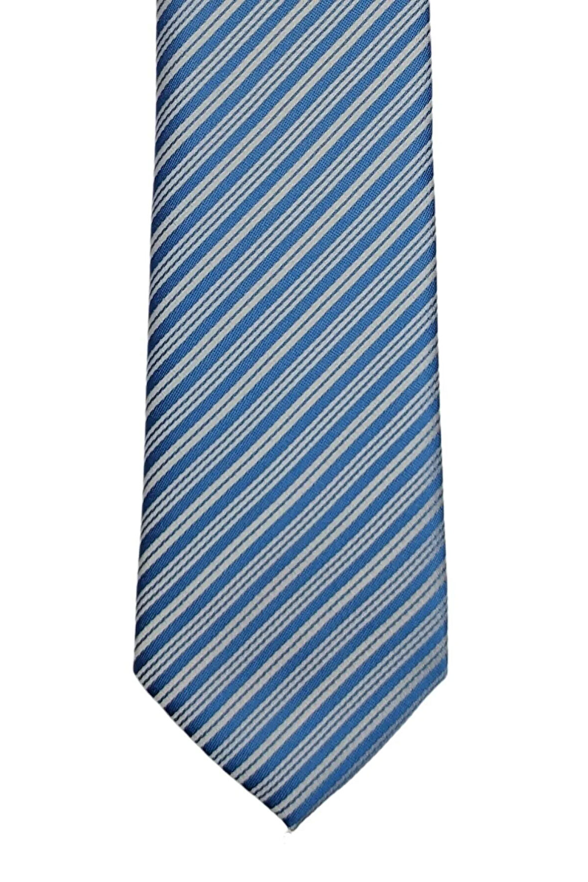 7 Cm Genişliğinde Mavi Çizgili Ince Kravat