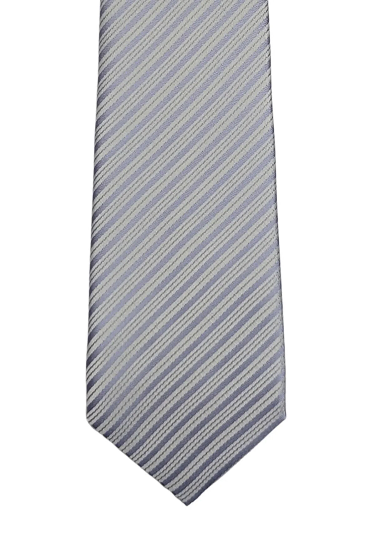 7 Cm Genişliğinde Lila Çizgili Ince Kravat